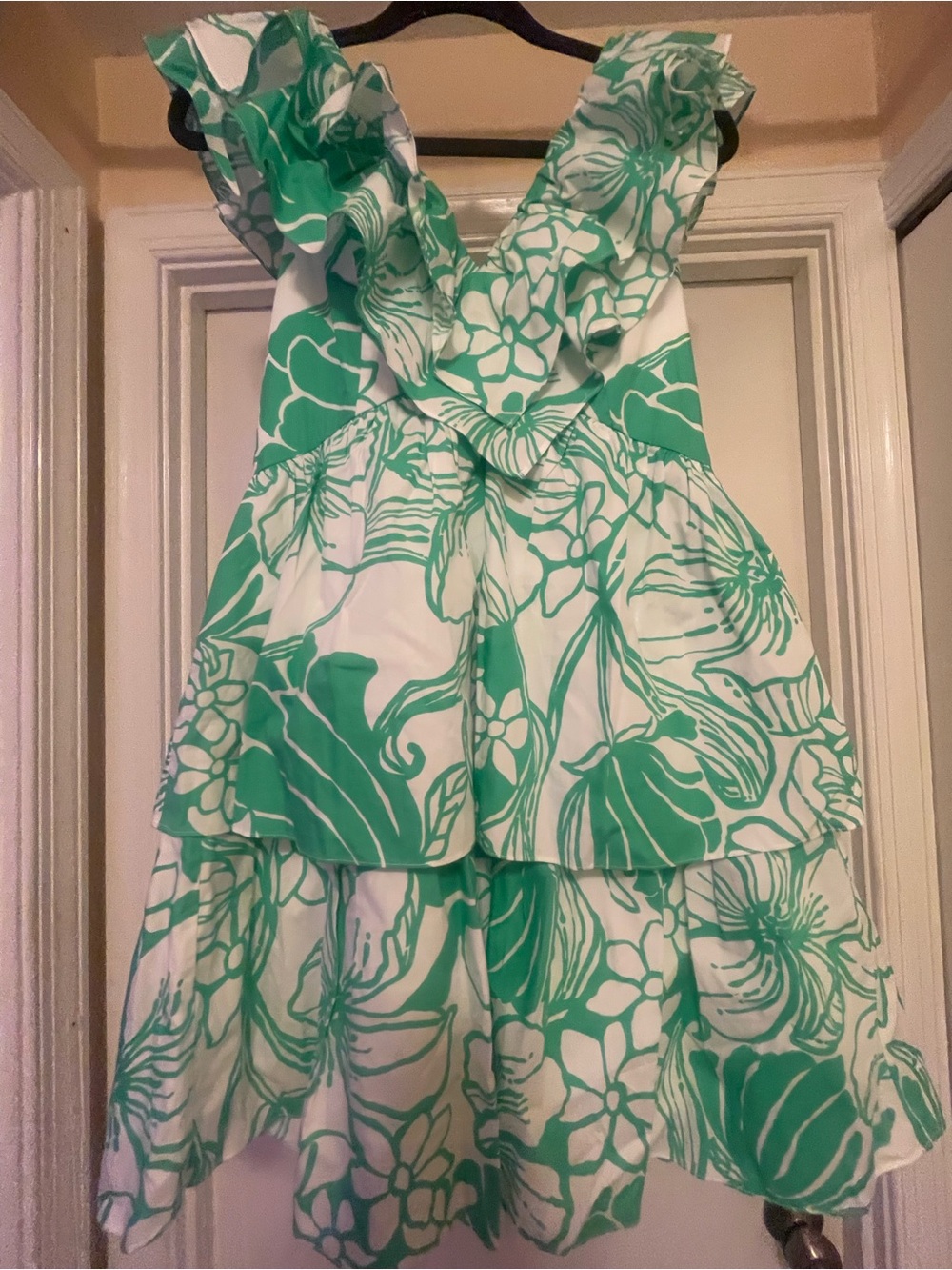 Lilly Pulitzer Green & White Floral Tiered Sundress